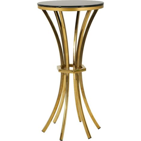 Tavolino alto Shanty in vetro e ferro oro e nero Ø40x81 cm