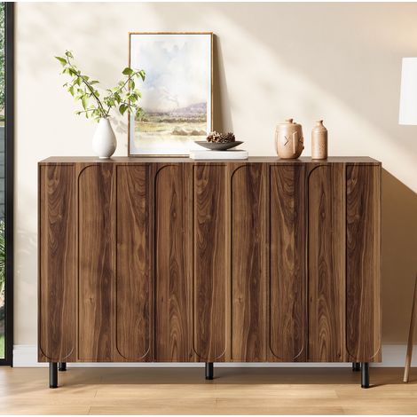 Madia scarpiera 2 in 1 in MDF e PB, 3 ante, noce, 120 x 37 x 80 cm (1/5)