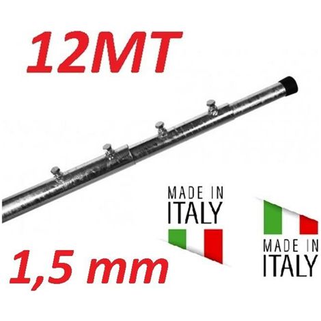 Palo Telescopico Pesante Antenna 12 Metri 6 X 2 Metri Da 1,5 Mm Zincato A Fuoco (12 Mt) 12 METRI