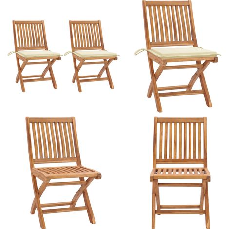 Gartenstühle 2 Stk. Mit Cremen Kissen Teak Massivholz - Gartenstuhl -  Gartenstühle - Home & Living (1/5)