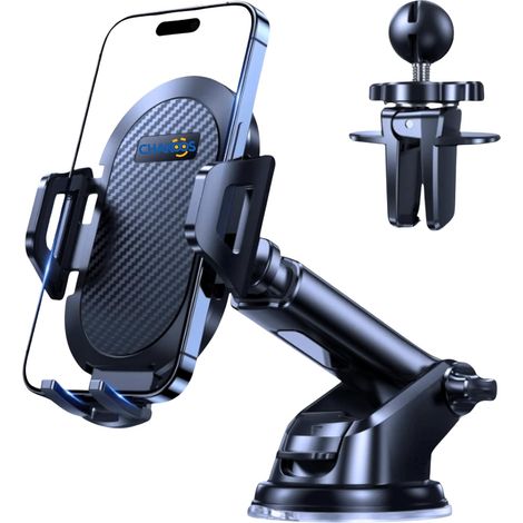 Support de téléphone de voiture réglable rotatif à 360 °, support de téléphone universel pour tableau de bord, ventouse puissante, libération d'un bouton, support automobile pour iPhone 4 à 7 pouces (1/5)