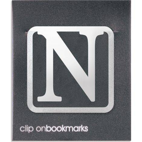 Segnalibro in metallo con clip a forma di lettera N