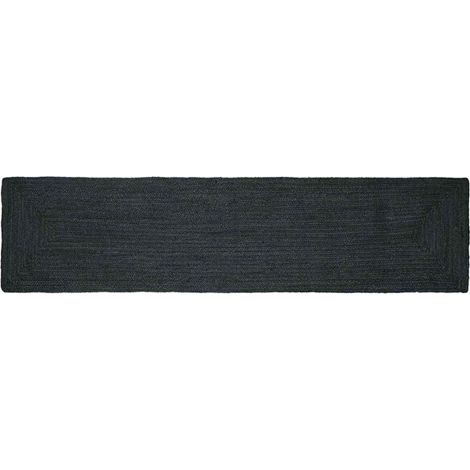 Tapis rectangulaire, gris foncé, 60 x 200 cm, jute. (1/5)