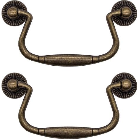 Lot de 2 99 x 50 mm tiroirs antiques pliables Design en fer bronze Pour portes coulissantes, armoires, commodes, cuisines, buffets, coffres etc, Vintage maison de campagne rétro (1/5)
