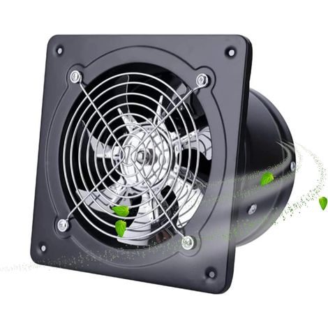 Ventilateur d'extraction d'air - Diamètre : 100 mm - Avec clapet de retour - 140 m³/h - 25 W - Silencieux - Pour la maison, la salle de bain, la cuisine, le garage - Noir (1/5)