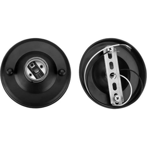 Support Plafonnier Vintage - - E26/E27 - Métal Noir - 10,5 x 9 cm - Intérieur (1/4)