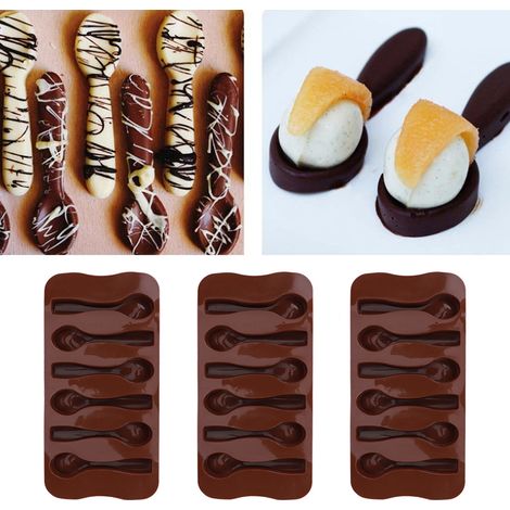 3-teiliges DIY-Set antihaftbeschichtete Silikon-Löffelformen zum Backen von Kuchen und Schokolade (1/5)