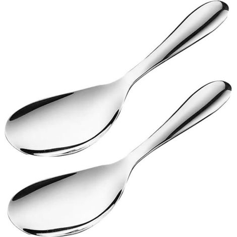2 Reislöffel, Edelstahl, Hochglanzpoliert, großes Fassungsvermögen, für die Küche (1/5)