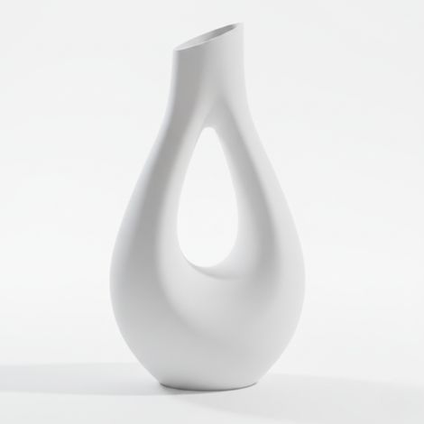 Vase décoratif en forme de goutte, blanc, design minimaliste pour fleurs (1/3)
