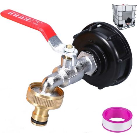IBC Adaptateur de robinet de réservoir, sortie S60X6 1/2", 3/4" GHT raccord adaptateur mâle (1/4)