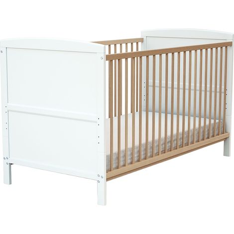 Les Tendances – Lit évolutif bébé 70 x 140 cm – Sommier réglable 3 hauteurs – Transformable en lit junior – En bois massif hêtre et panneaux HD