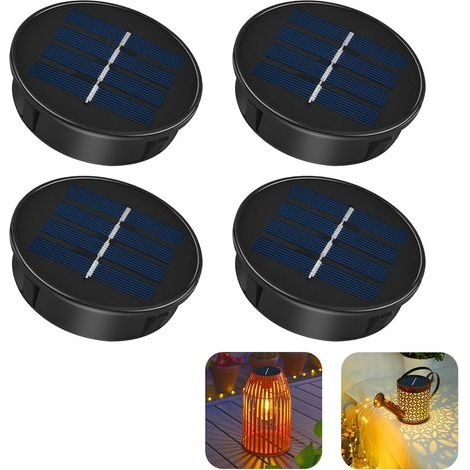 Set of 4 replacement solar panels for 8cm diameter LED solar lights for outdoor lanterns, iron construction, warm bulb cover, replacement panel for [Cl] lamps (1/4)