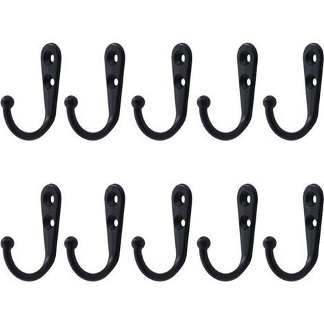10 Wandhaken – Schwarze Garderobe, Vintage-Metallhaken, für Schlafzimmer, Badezimmer (1/5)