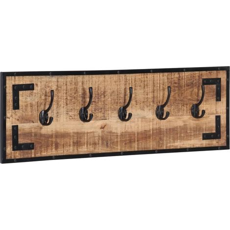 Porte-manteaux 2 pcs 80x8x25 cm bois de manguier massif brut