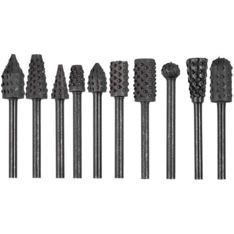 10pcs 1/8 '' Shank Rotary Burr Rape Ensemble En Acier Au Carbone Sculpture Sur Bois Fichier Rape Forets Fit Pour Outils Rotatifs Pour Le Bricolage Du Bois (1/4)