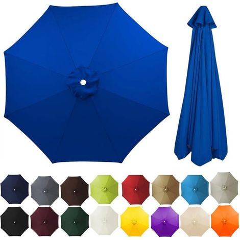 Auvent de rechange pour parasol de jardin extérieur à 8 baleines, robuste et épais ,2.7M Bleu roi (auvent uniquement) (1/5)