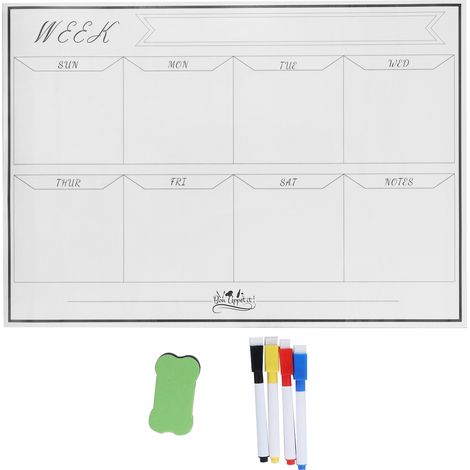 Tableau blanc adhésif magnétique 42x30cm, réutilisable, facile à nettoyer, avec quadrillage hebdomadaire pour tableau effaçable à sec. (1/5)