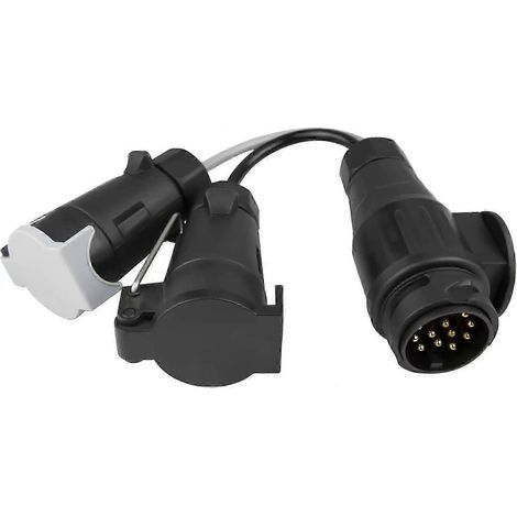 Câble adaptateur 13 broches vers 7 broches N/S, câble adaptateur de conversion électrique pour flèche de remorque - double 7 broches, câble adaptateur standard européen, compatible avec les remorques, (1/5)