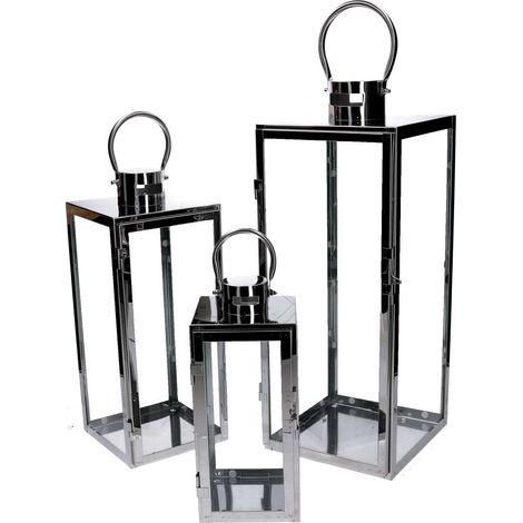 Quadratische silberne Metalllaterne 1-3 cm21x20,3h52,5 (1/3)