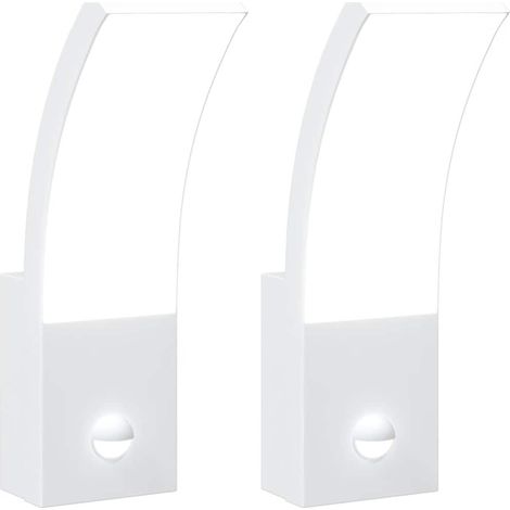 Lot de 2 appliques murales LED d'extérieur avec capteur de mouvement 7 x 4,5 x 23 cm en aluminium blanc (1/5)