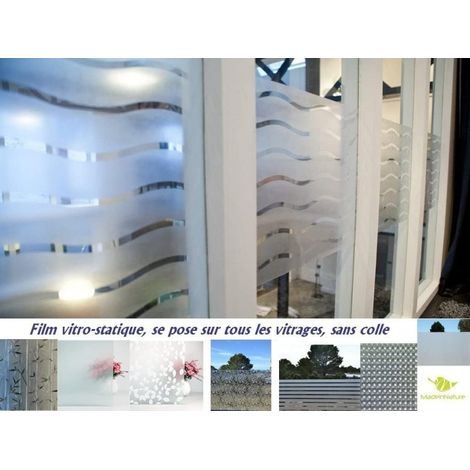 Film vitre et fenêtre sans Colle, électrostatique, repositionnable, Grands Choix de Tailles et de modèles, protection vis à vis - 150 cm - 45 cm - Vague.
