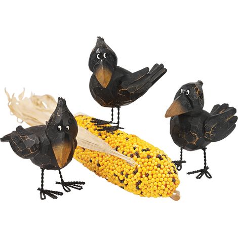 Progettazione Toscano miti e Leggende Raven Statue - Raven Figure - Black Crow Garden Statue