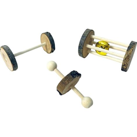 Lot de 3 jouets à mâcher en bois pour animaux de compagnie, jouets à mâcher pour molaires, jouet à grignoter pour hamster (1/4)