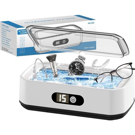 Nettoyeur Ultrasons 650 ml Nettoyeur Ultrason Lunettes 49kHz, Nettoyant Ultrason Bijoux avec 5 Réglages de Temps, Portable Ultrasonic Cleaner pour Bijoux, Lunettes, Diamants (1/5)