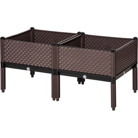 Jardineras carrées surélevées 50x50x46.5 cm marron, jeu de 2, combinaison libre