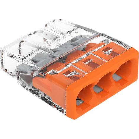 Lot de 100 mini bornes de connexion rapide S2273 Orange pour fils rigides 3 entrées (1/4)