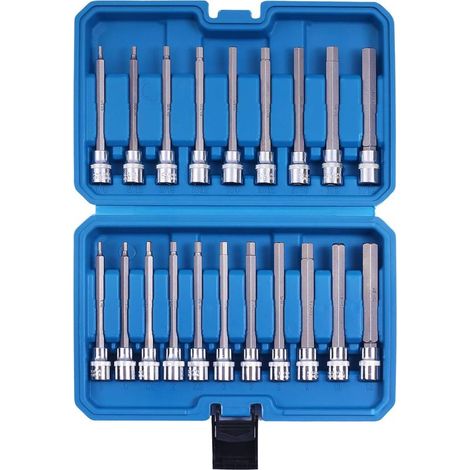Lot de 20 clés à molette réglables en acier inoxydable, embouts hexagonaux extra longs, accessoires SAE et métriques premium avec adaptateur de boîtier de 3/8" pour mécaniciens. (1/5)