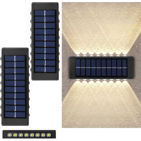 Éclairage solaire d'extérieur étanche, étanchéité IP65, idéales pour terrasses, escaliers, terrasses, garde-corps (lumière chaude - lot de 2) (1/5)