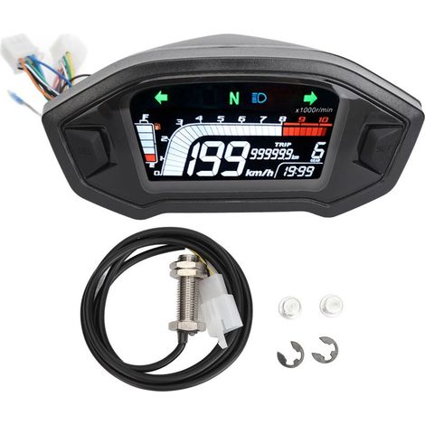 Tachymètre Numérique de Moto, Tableau de Bord de Moto, Affichage Numérique LCD, Compteur de Vitesse Multifonctionnel, Compteur Kilométrique, Tachymètre pour Moto. (1/4)