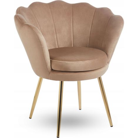 Fauteuil lounge en velours CAPPUCCINO, coque moderne Furnitex
