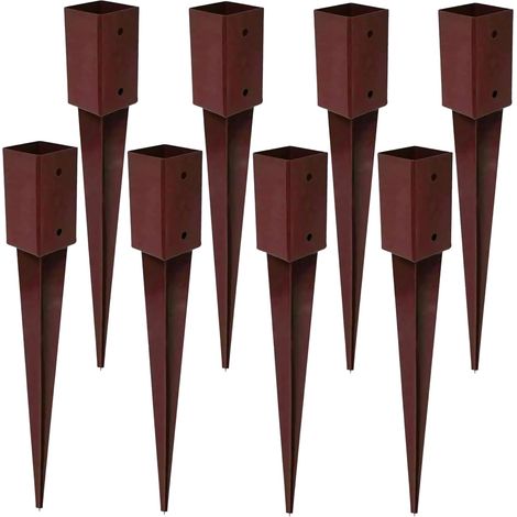 Fence Post Spikes 8 Pack 750mm x 75mm Heavy Duty Steel Drive In Fence Post Support Holders Powder Coated No Dig