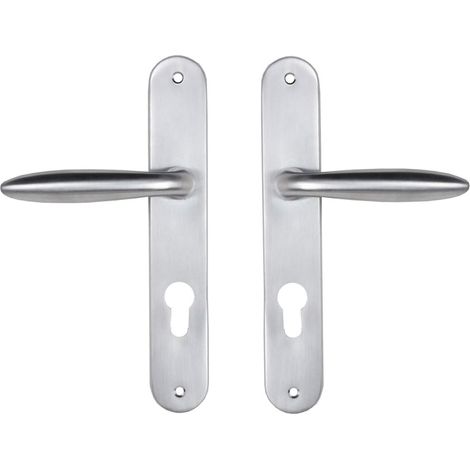 1 Paire Poignées Zamak Plaque 225x38mm Carré 7mm Ressort Rappel Porte Entrée 37-53mm