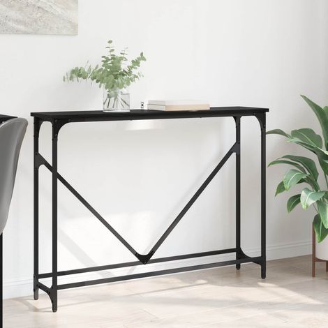 Table console industrielle chêne noir en bois d’ingénierie 102 x 22,5 x 75 cm - PANGIVO (1/5)