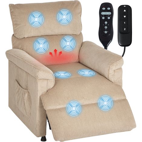 Fauteuil de massage, en tissu, acier, marron, pour maison et usage quotidien, housse en tissu, fonction mémoire, moteur silencieux
