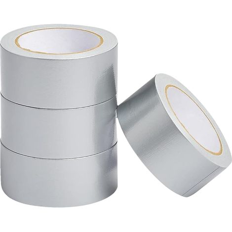 Basics Lot de 4 rouleaux de ruban adhésif de haute résistance, Largeur 50mm longueur 20m, argenté, idéal pour un usage général, diverses réparations, le bricolage et les activités en extérieur (1/5)