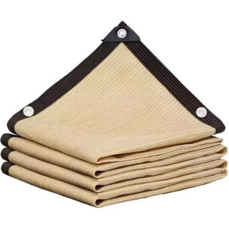 Filet de protection solaire 90-95 % anti-UV avec œillets métalliques, tissu d'ombrage indéchirable pour abri de voiture, jardin, serre et niche, dimensions individuelles (beige, 2 m x 2 m) (1/5)