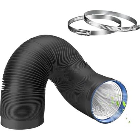 Tuyau de Ventilation 153 mm, 3 m Tuyau d'Evacuation en PVC Aluminium Gaine, Réduction du Bruit, Isolation Thermique, Gaine Flexible Aluminium de d'Air, Climatisation, Sèche-linge, Hotte, Noir (1/5)