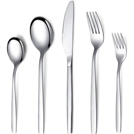 Couverts Acier Inoxydable - 30 Pièces - 6 Personnes - Durable - Quotidien Et Fête (1/5)