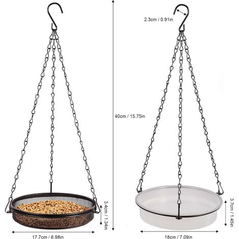 Distributeur de mangeoires à oiseaux JeiibrZui (6 pièces) - 7 cm de diamètre - Support en métal pour mésanges avec crochets en S - Noir - Pour jardin et balcon (1/5)