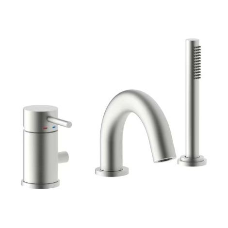 Mitigeur bain couleur acier brossé avec douchette extractible Paffoni Light LIG047ST  Steel Looking