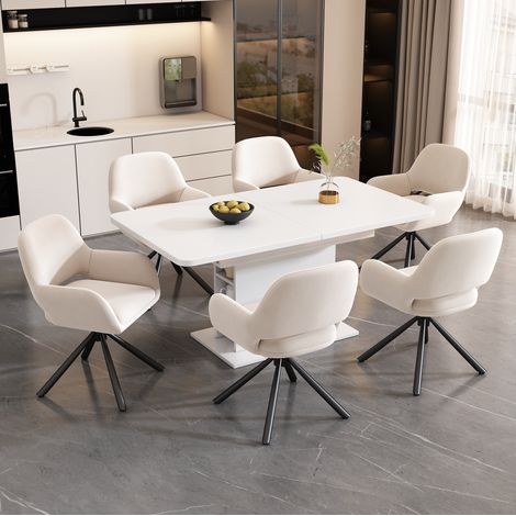 table repas extensible rangement bois beige 6 places OKMYHOME (1/5)