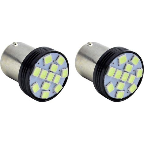 Lot de 2 ampoules LED 1156 7506 BA15S P21W Base 2835 12SMD Chipset 12 V LED Ampoule de rechange pour feux de marche arrière, clignotants, feux arrières Blanc