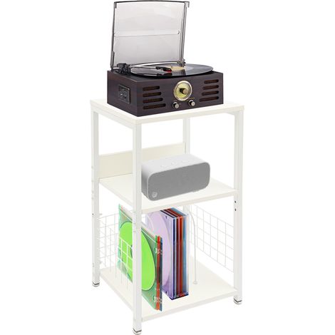 Weißes Regal für Schallplatten, 3-stöckiger Schallplattenständer, 25,67 Zoll hoher Schallplattenhalter (1/5)
