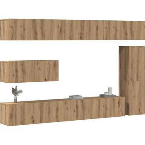 7-tlg. TV-Schrank-Set Wandmontage Artisan-Eiche Holzwerkstoff