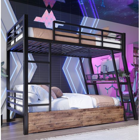 Letto struttura letto scrivania con cassetti LED OKMYHOME (1/5)