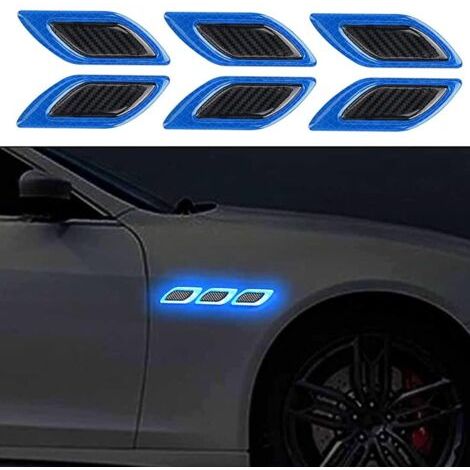 6 PCS Autocollant 3D à Bandes réfléchissantes, Autocollant réfléchissant pour Capot de Voiture,Autocollants réfléchissants à Haute intensité pour la visibilité de Nuit pour Voiture SUV (Bleu) (1/5)